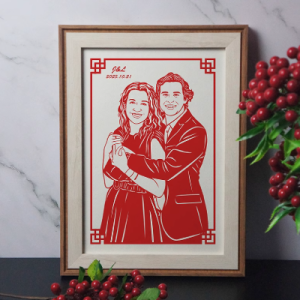Custom Handmade Portrait Paper-Cut (Frame not Included)– Chinese Traditional Folk Art, Perfect Gift for Birthdays, Weddings, or Foreign Friends | Free Worldwide Shipping